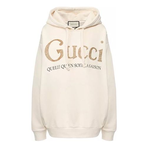 Суитчър Gucci Gold Logo Hoodie Бяло | 615061-XJCK5-9230