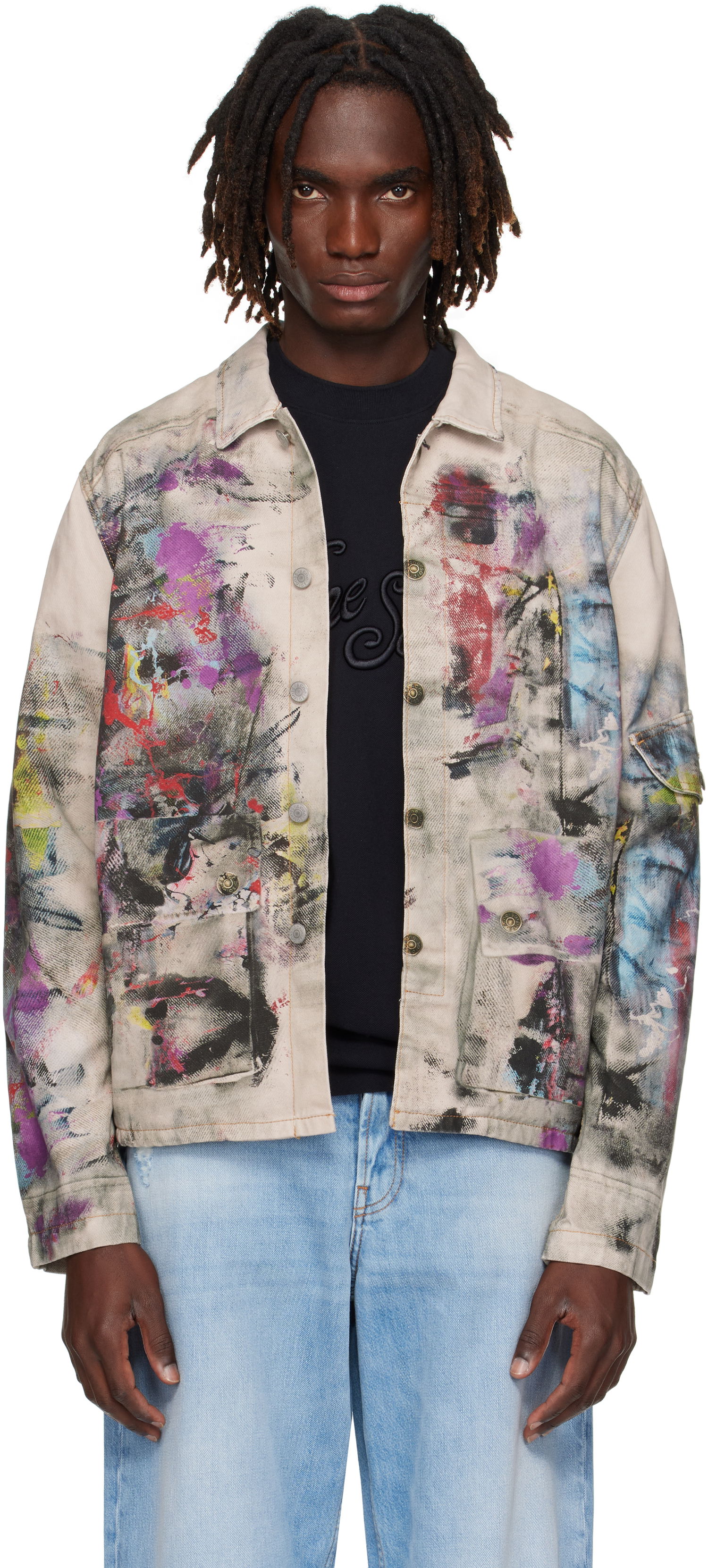 Яке Acne Studios Acne Studios Trompe L'Oeil Print Denim Jacket Бежово | B90859-, 0