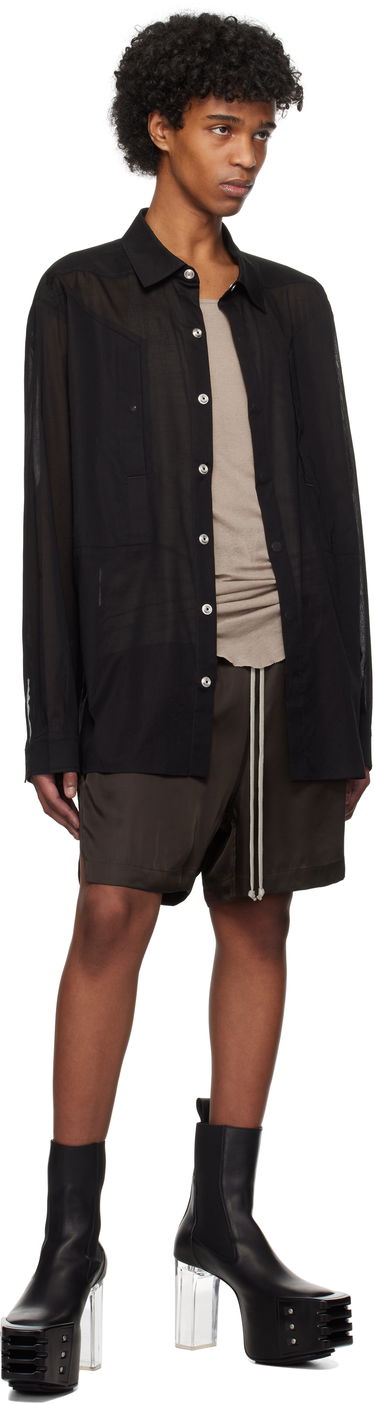 Риза Rick Owens Rick Owens Hollywood Jumbo Fogpocket Outer Shirt Черно | RU01E5240 CV, 3