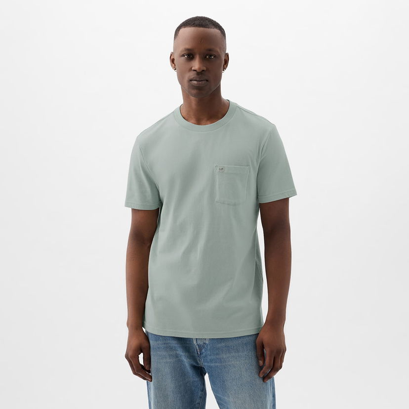 Тениска GAP Pocket Micro Logo Tee Frothy Aqua Зелено | 857901-00