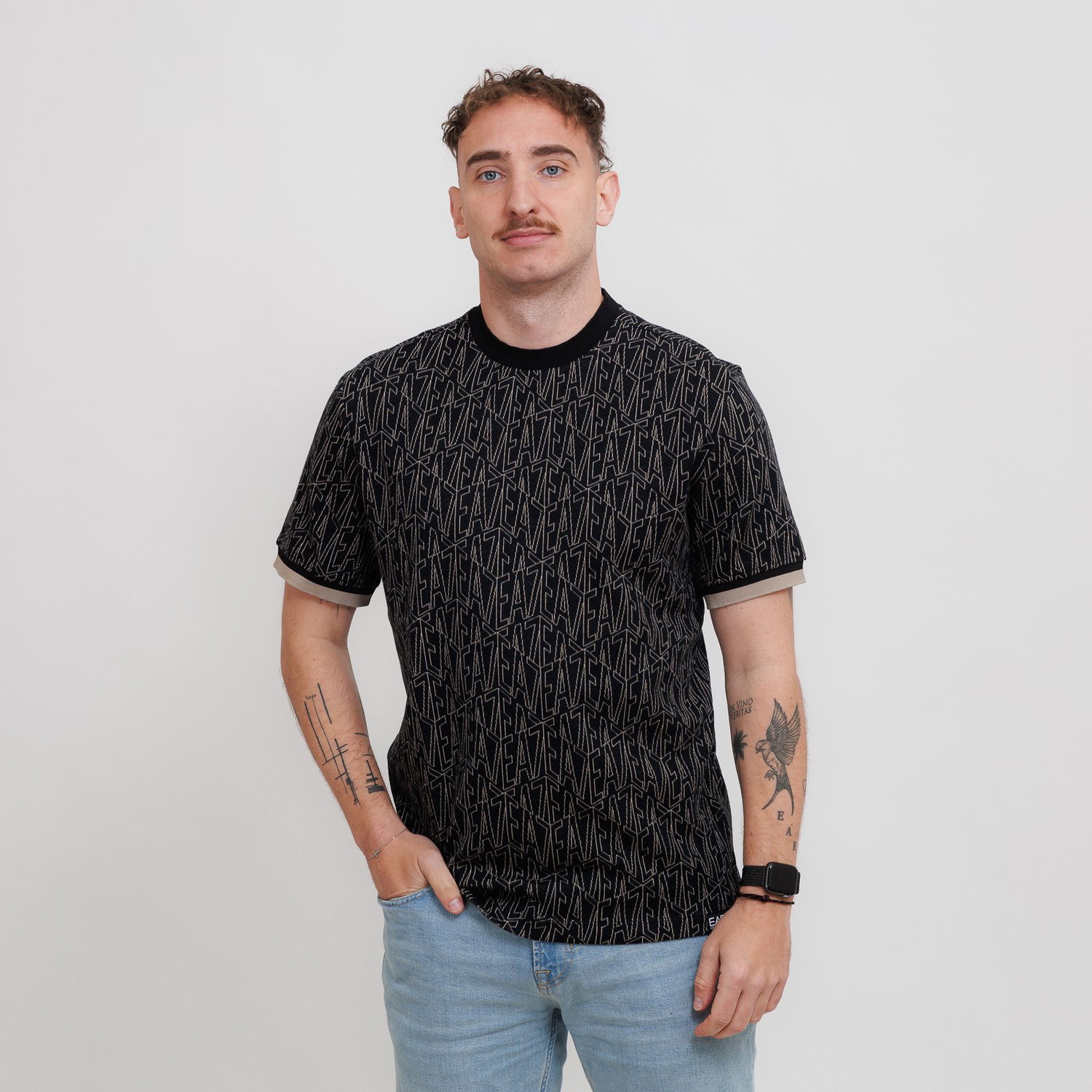 Тениска Emporio Armani Emporio Armani EA7 Monogram Print T-Shirt Черно | 7M000099-AF13960-UC001, 0