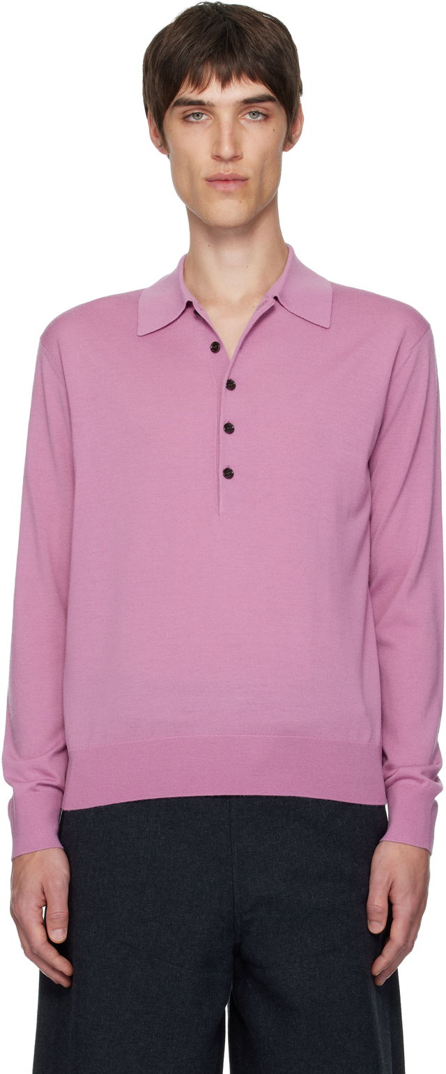 Dries Van Noten Long Sleeve Merino Wool Polo