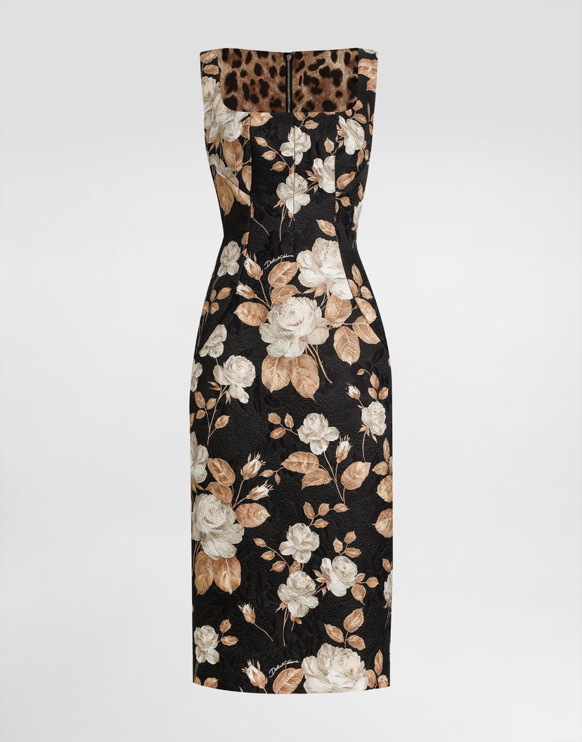 Pокля Dolce & Gabbana Dolce & Gabbana Rose Print Brocade Sheath Dress Черно | F6TVTTFSTBRHN5QQ