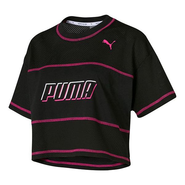Съкратен топ Puma Alphabet Logo Training Mesh Short Sleeve T-Shirt Черно | 844066-01, 0