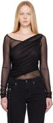 Versace Jeans Couture 'STR' Tulle Glitter Long Sleeve Top