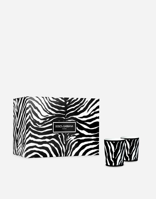 Dolce & Gabbana Casa Zebra Print Gift Box with 2 Porcelain Glasses