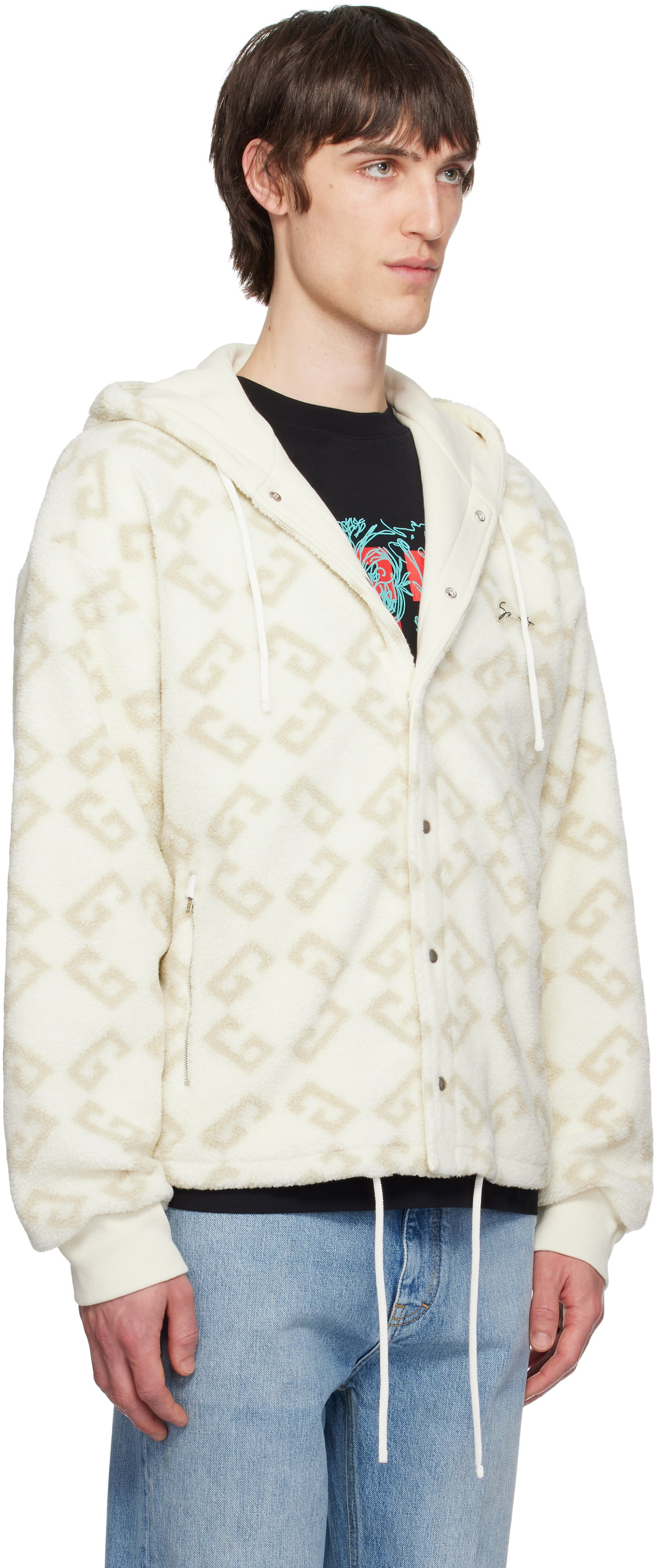 Суитчър Givenchy Givenchy Monogram 72 Jacquard Fleece Hoodie Бяло | BM01BV317L101, 1