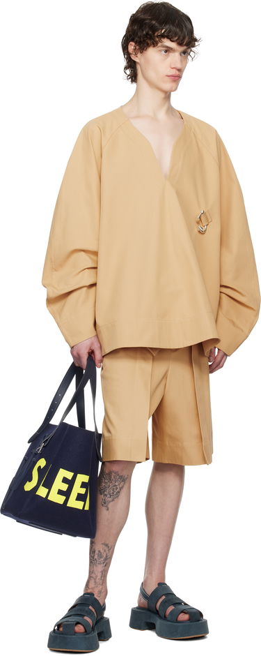 Риза JW Anderson JW Anderson Oversized V-Neck Gathered Sleeve Top Бежово | TP0348-PG1713, 3