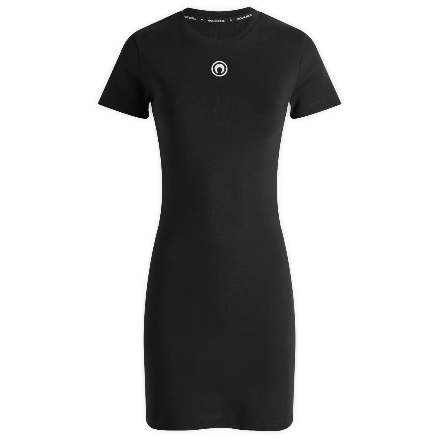 Pокля Marine Serre Moon Logo Jersey T-Shirt Dress, Size Large, by Marine Serre Черно | WDR248A-BK99, 0