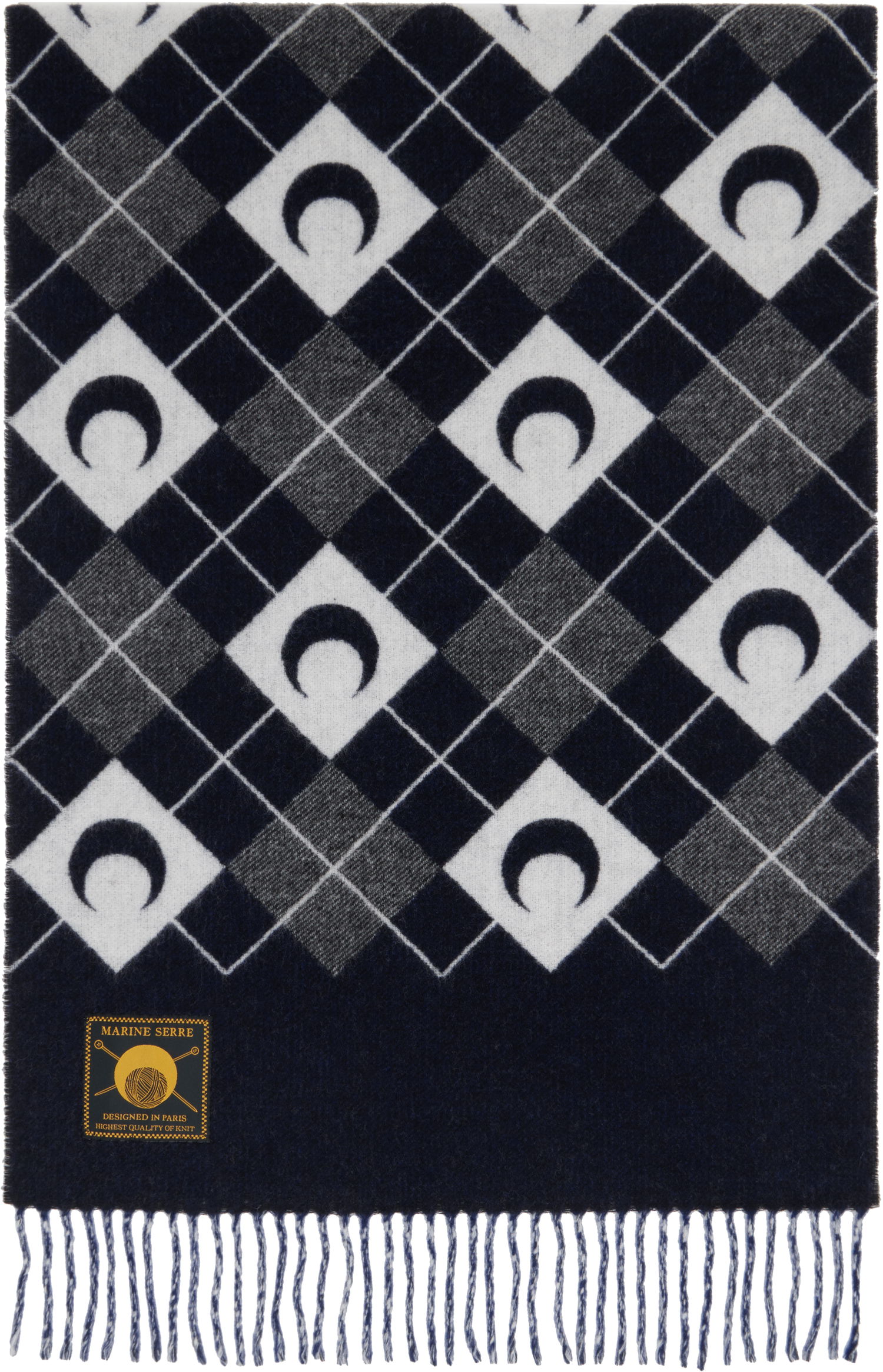 Шал Marine Serre Moon Argyle Knit Scarf Черно | USA020A, 0