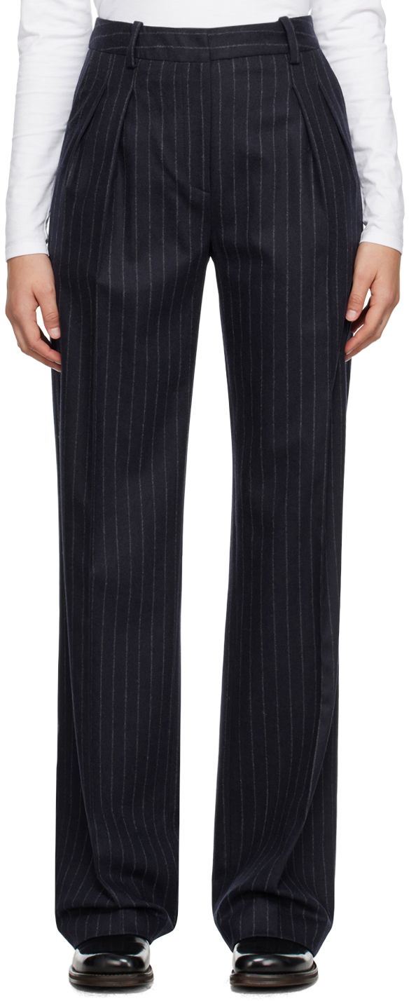 Панталони Loulou de Saison Loulou de Saison Amoya Pinstriped Trousers Тъмно синьо | AMOYA, 0