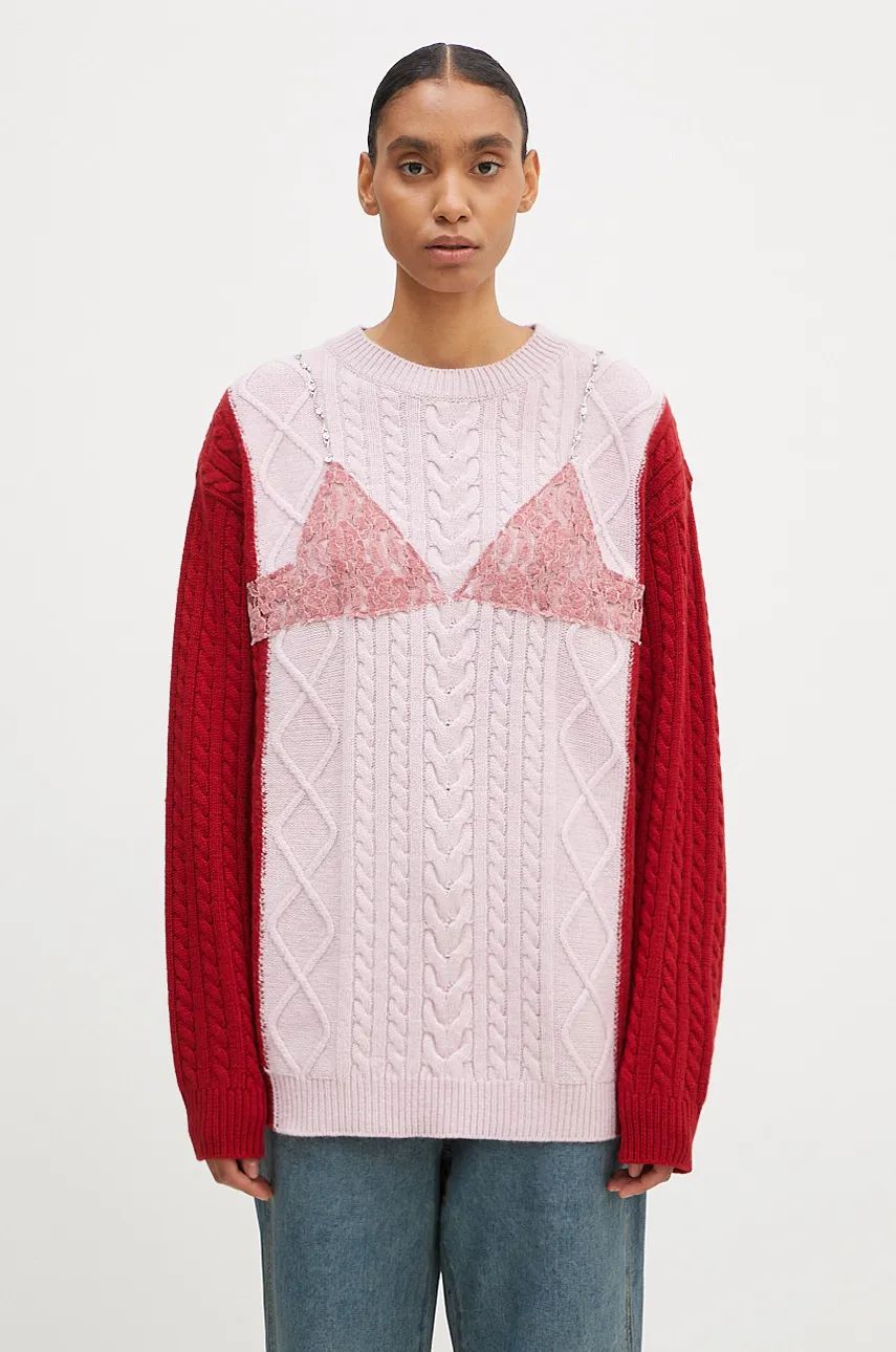 Пуловер Andersson Bell Lace Lingerie Boyfriend-Fit Knit Sweater Розово | atb1183w, 0