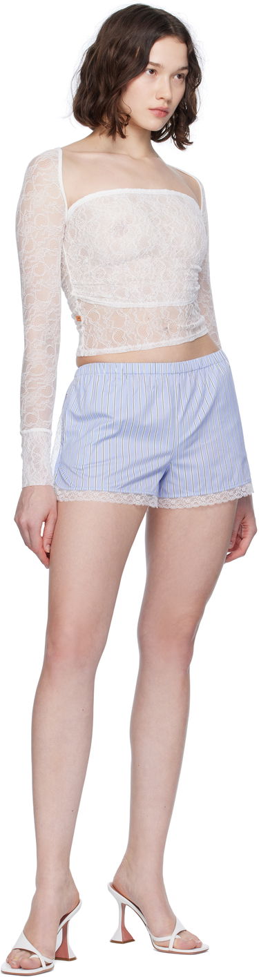 Къси панталони Miaou Miaou Anna Striped Lace-Trim Shorts Синьо | 3011SPSPRS, 3
