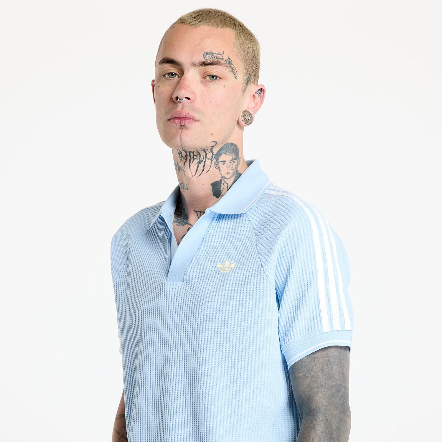 Поло тениска adidas Originals adidas Originals Waffle Knit Polo Shirt Синьо | KC0690, 1