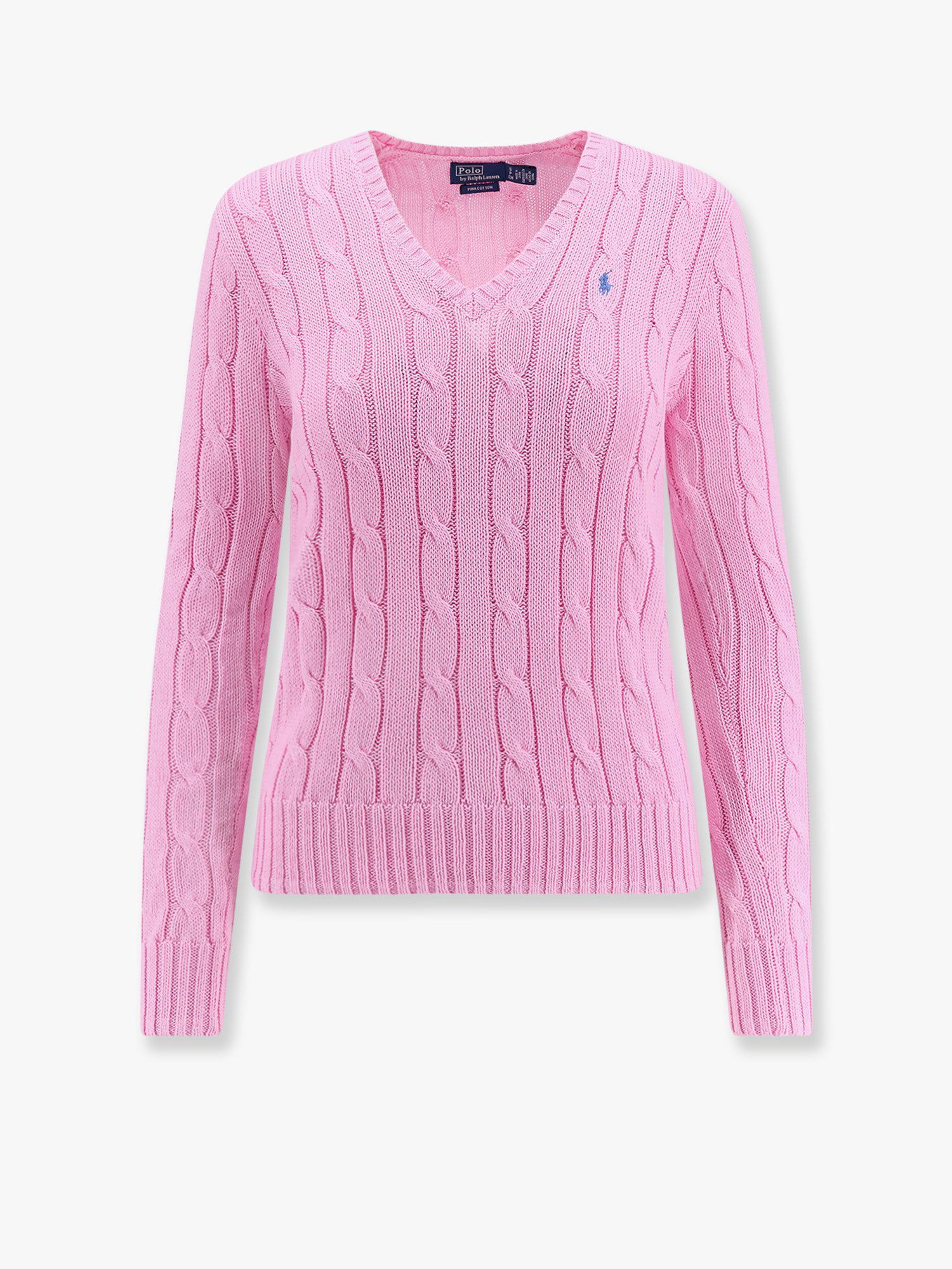 Пуловер Polo by Ralph Lauren Pink Cable Knit V-Neck Sweater Розово | 211891641004, 0