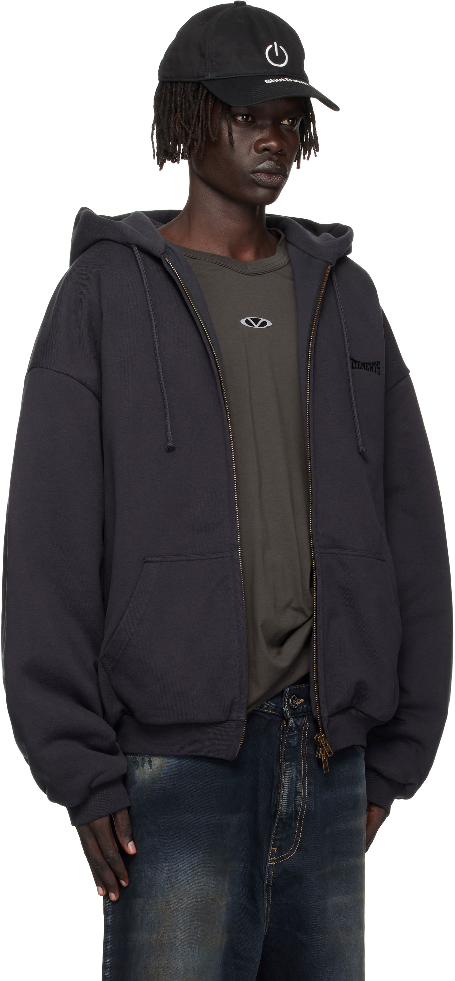 Суитчър VETEMENTS VETEMENTS Puffed Oversized Zip-Up Hoodie Черно | UH76ZU860B, 1