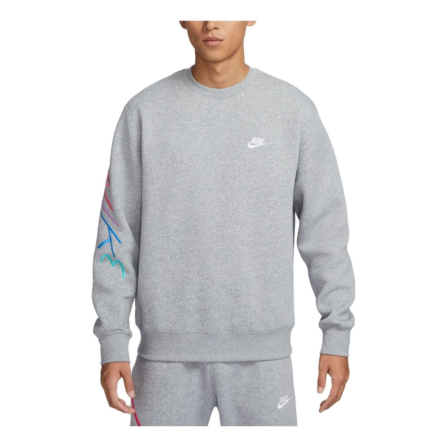 Суитчър Nike Club Fleece Graphic Print Sweatshirt Сиво | FB7476-063, 0