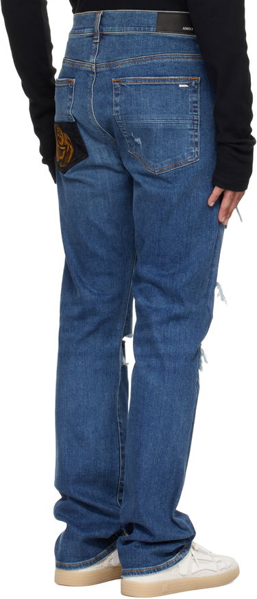 Дънки AMIRI AMIRI Slim Thrasher Jeans with Floral Velvet Синьо | AMDNSM1022, 2