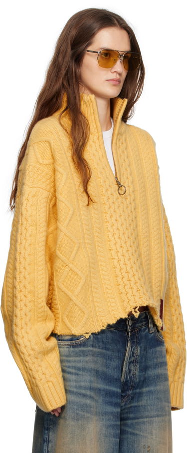 Пуловер Martine Rose Martine Rose Cropped Cable Knit Half-Zip Sweater Жълто | 972YA18721, 1