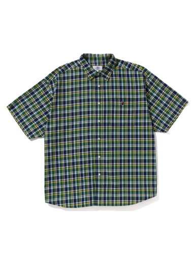 Риза BAPE Mini Ape Head Check Loose Fit S/S Shirt Зелено | 1J30-132-001