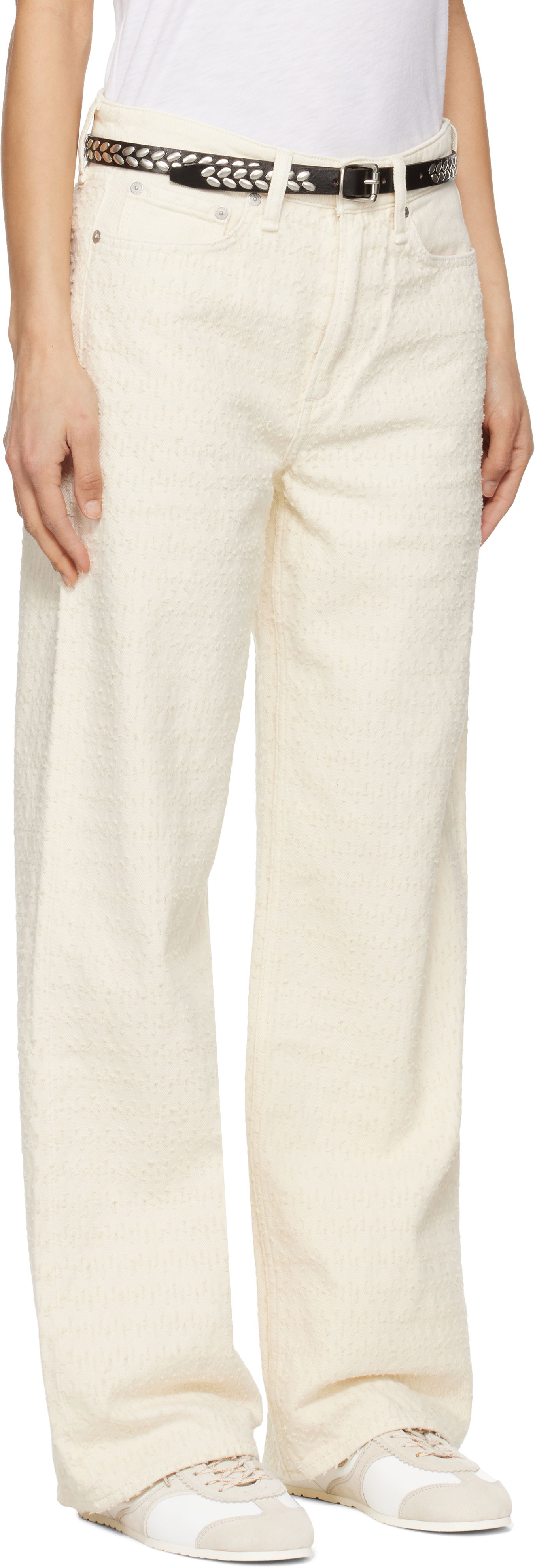 Панталони rag & bone rag & bone Logan Mid-Rise Wide Leg Jeans Бяло | WDD25S2935RGET, 1
