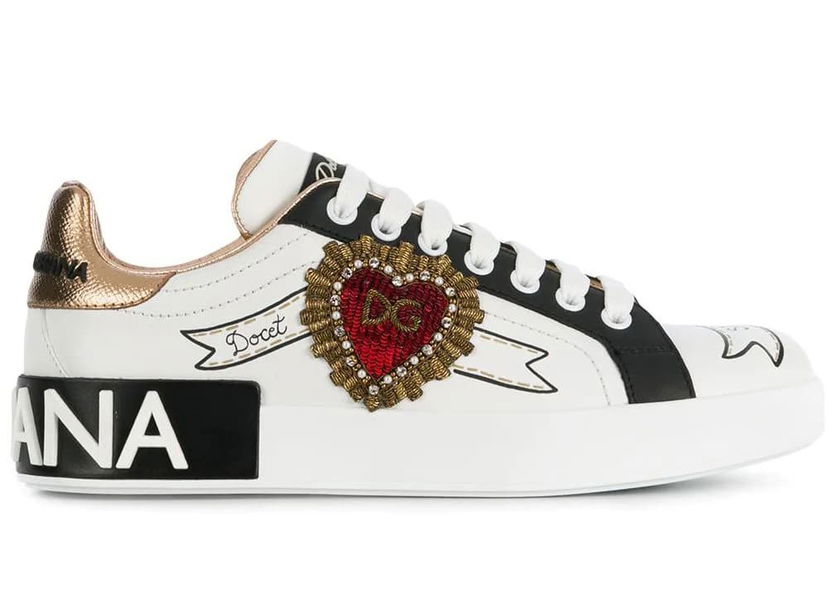 Кецове и обувки Dolce & Gabbana Portofino Embroidered White Heart (W) Бяло | CK1544AZ138HWT77