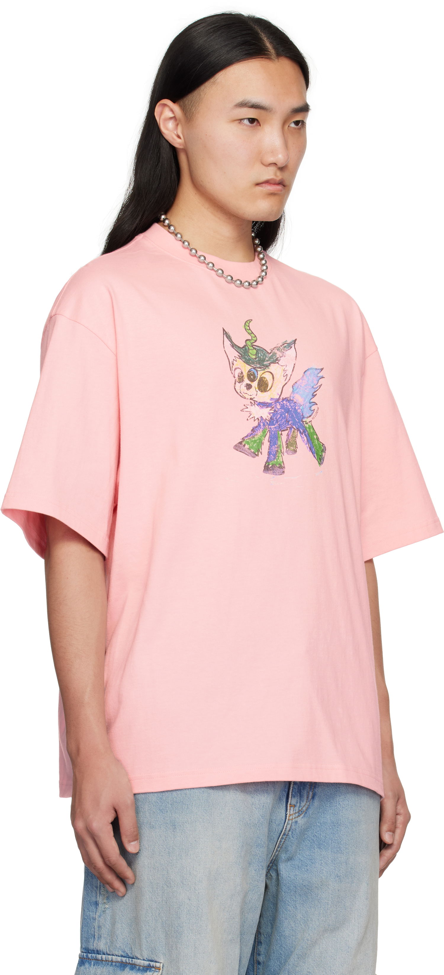 Тениска We11done We11done Jeff Monster Drawing T-Shirt Розово | WD-TT0-25-744-U-PK, 1
