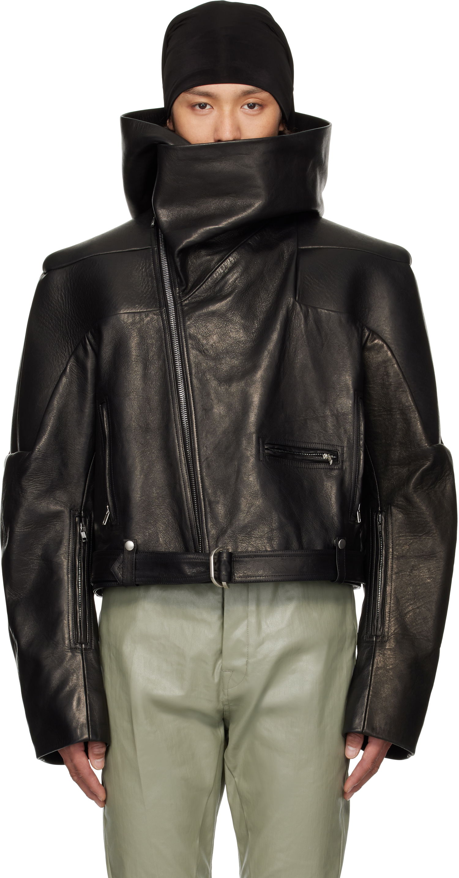Яке Rick Owens Rick Owens Hollywood Hooded Stooges Leather Jacket Черно | RR01E5703 LNV, 0