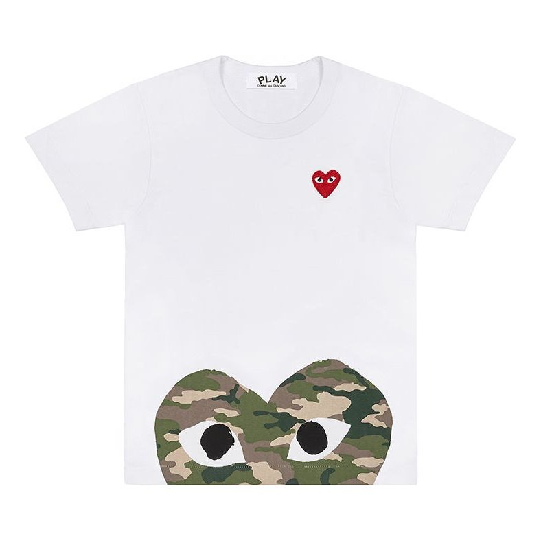Тениска Comme des Garçons PLAY Camouflage Heart Graphic T-Shirt Бяло | AZ-T243-051-1