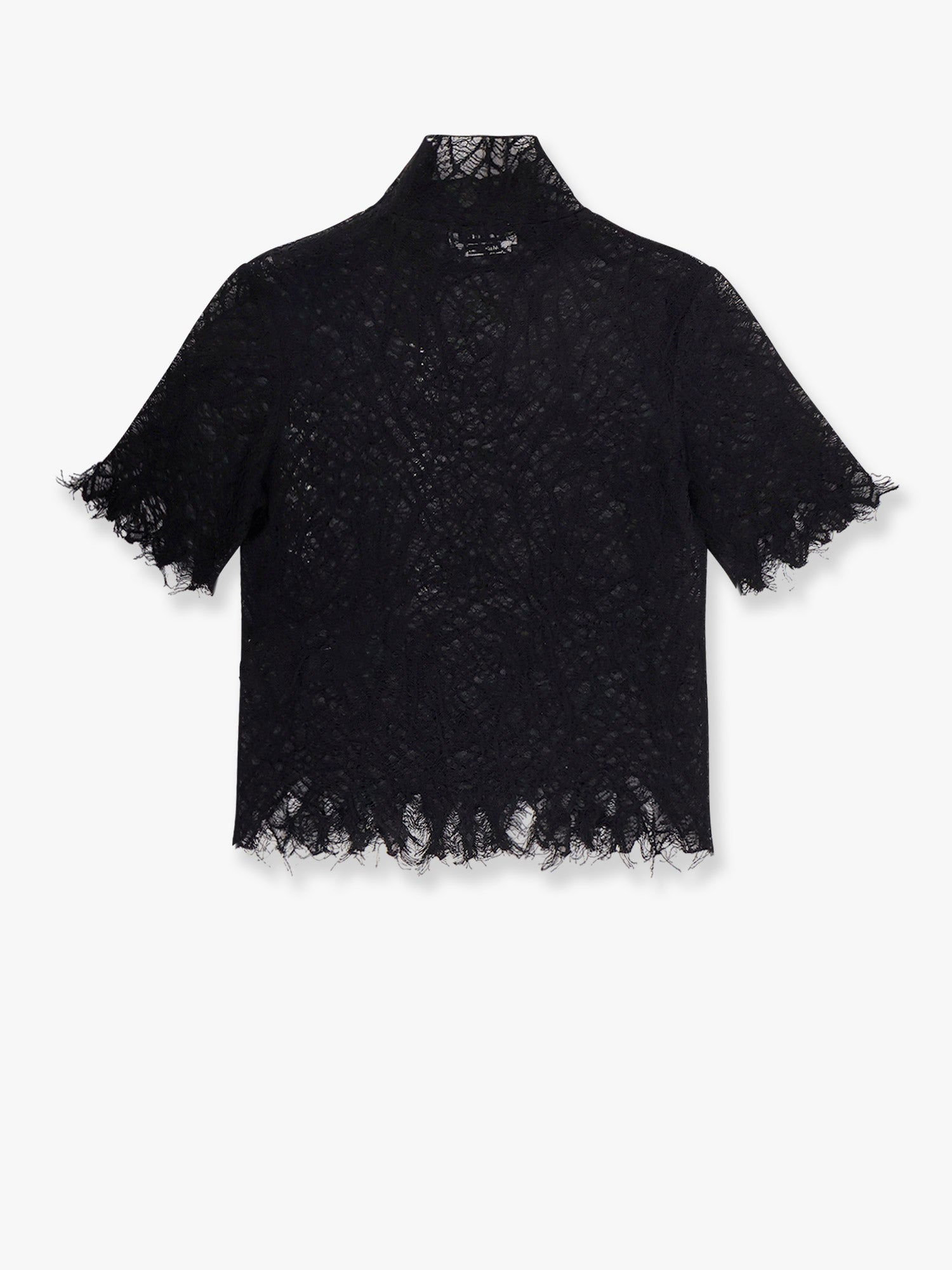 Тениска Alexander McQueen Alexander McQueen Women's Lace Mock Neck Top Черно | 829306Q1BC91000, 1