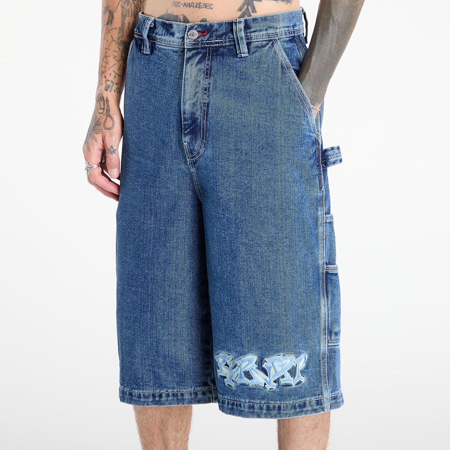 Къси панталони RIPNDIP RIPNDIP Ace Ultra Wide Leg Shorts Синьо | RNDFALL25111, 1