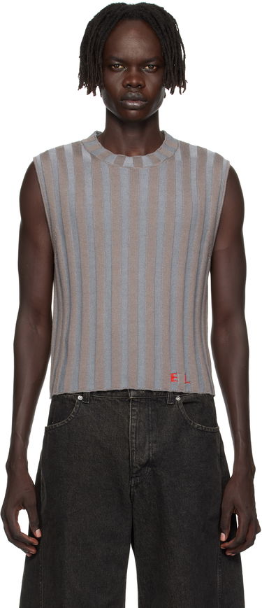 Пуловер Eckhaus Latta Eckhaus Latta Ribbed Knit Vest Сиво | 8025-EL-PF25-H, 0