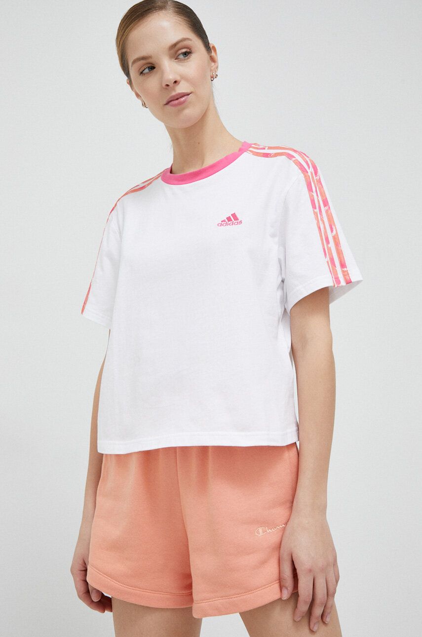 Съкратен топ adidas Originals Essentials 3-Stripes Single Jersey Crop Top Бяло | IC9882, 0