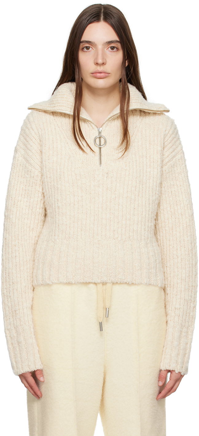 Пуловер AMI Zip-Up Sweater Бежово | UKS633.KN0022, 0