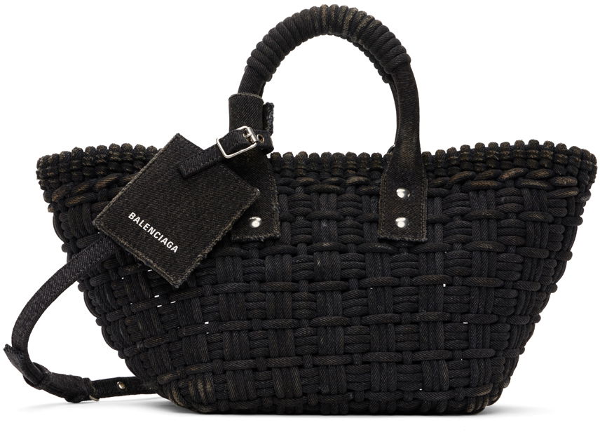 Голяма пазарска чанта Balenciaga XS Bistro Basket Bag Черно | 671342 2AACA, 0