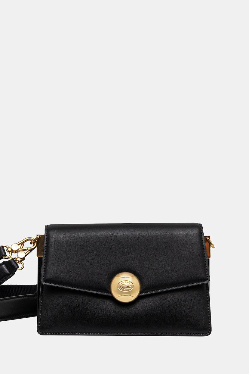 Дамска чанта Lacoste Lacoste Leather Shoulder Bag Черно | NF5105IT