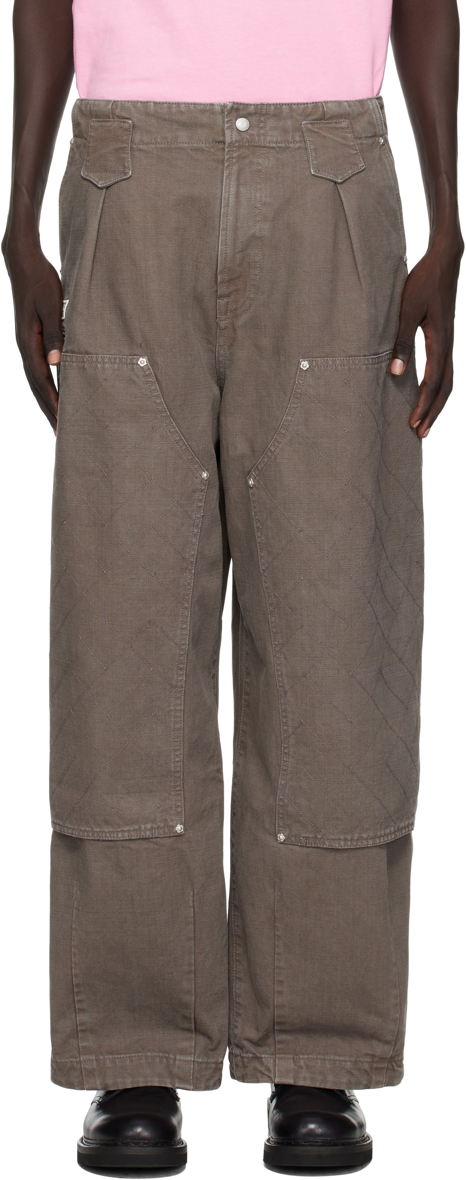 Панталони KENZO Kenzo Paris 'KENZO Weave' Double Knee Trousers Сиво | FF65PA2469GU, 0