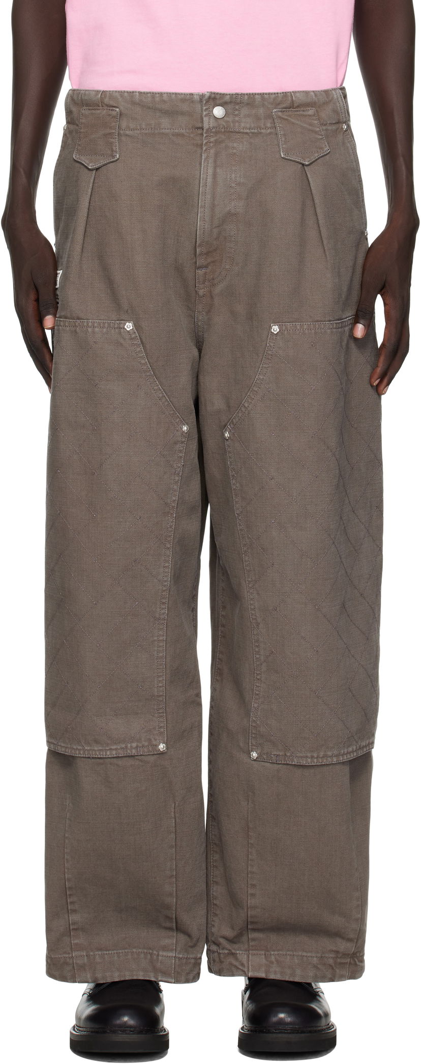 Панталони KENZO Kenzo Paris 'KENZO Weave' Double Knee Trousers Сиво | FF65PA2469GU