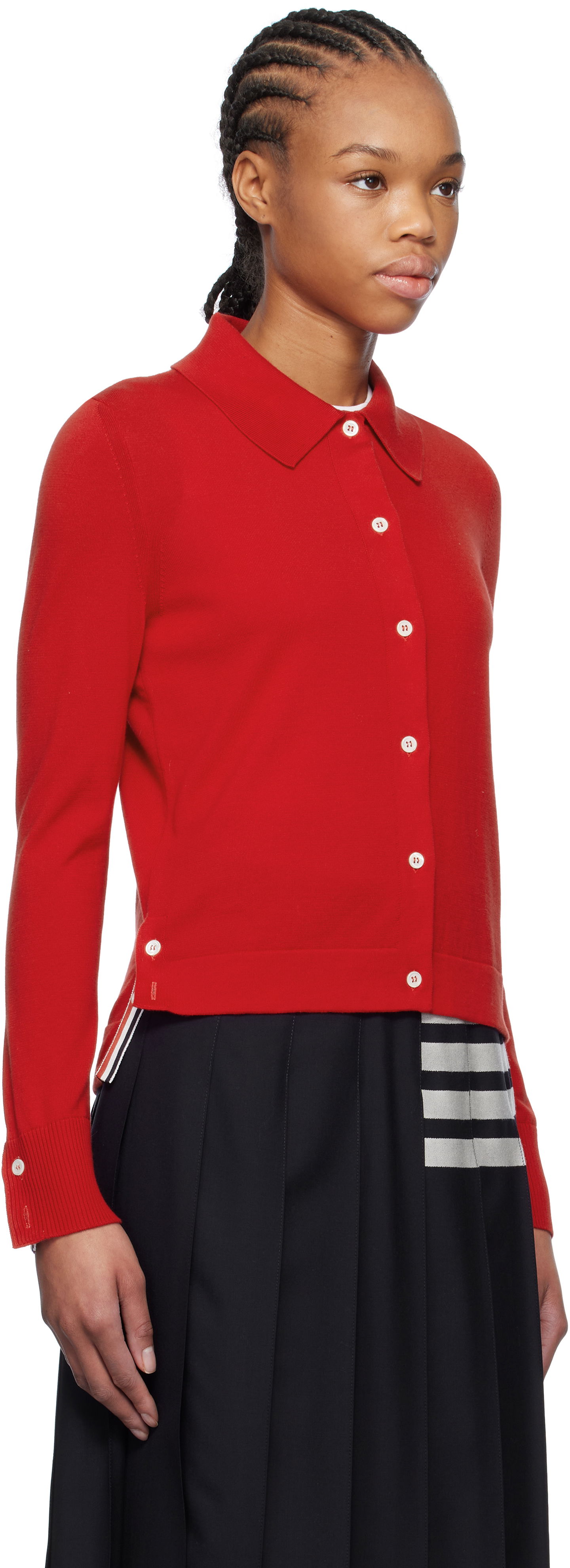 Пуловер Thom Browne Thom Browne Cotton 4-Bar Cardigan Червено | FKL003A-Y3036, 1
