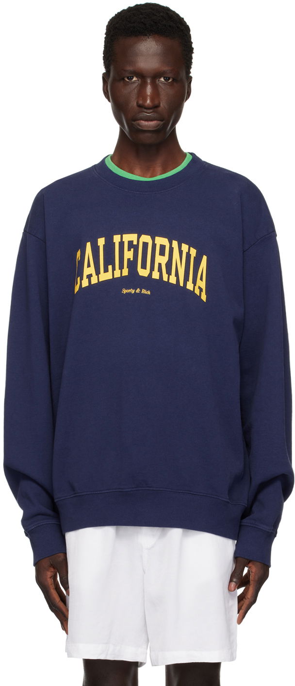 Суитчър Sporty & Rich Navy 'California' Sweatshirt Тъмно синьо | WS067S406CN