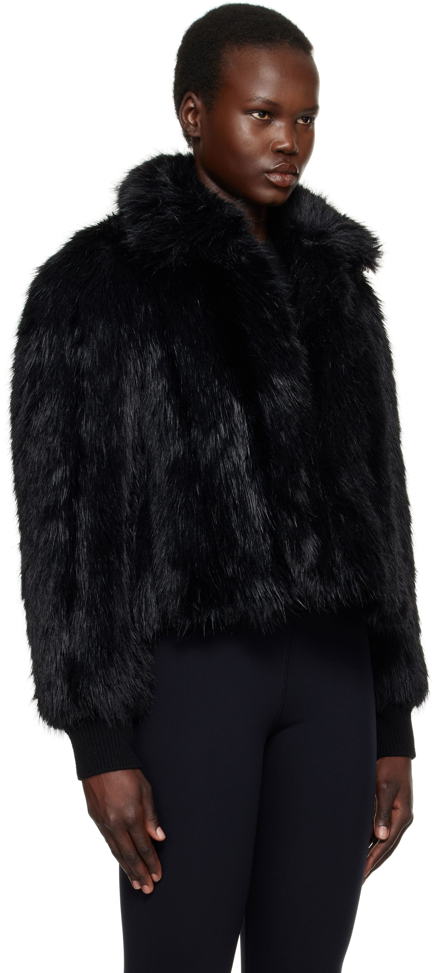 Яке бомбър Balenciaga Faux-Fur Cropped Jacket Черно | 790841 TPQ23, 1
