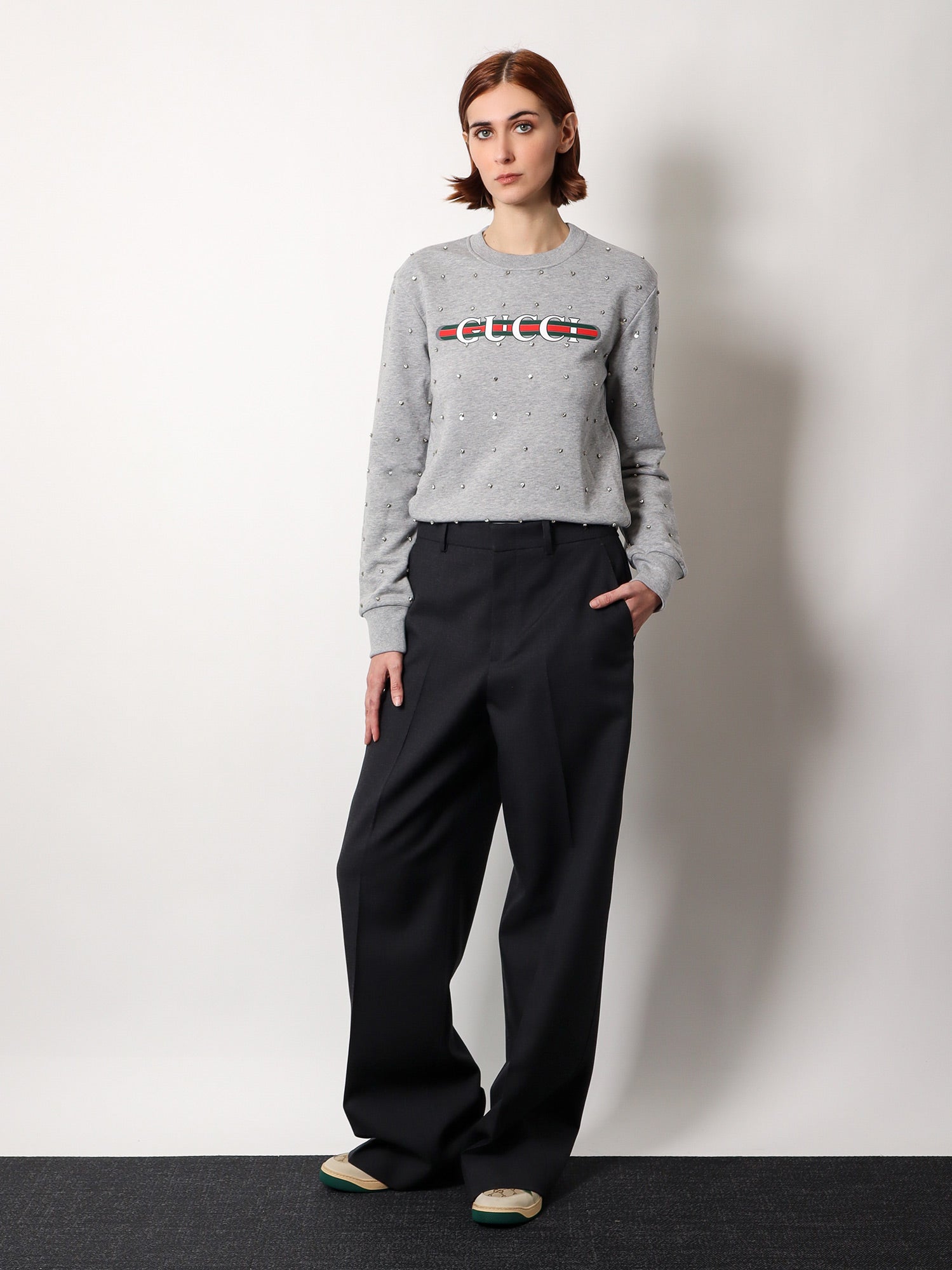 Пуловер Gucci Gucci Embellished Sweatshirt Сиво | 785636XJGSS1192, 1