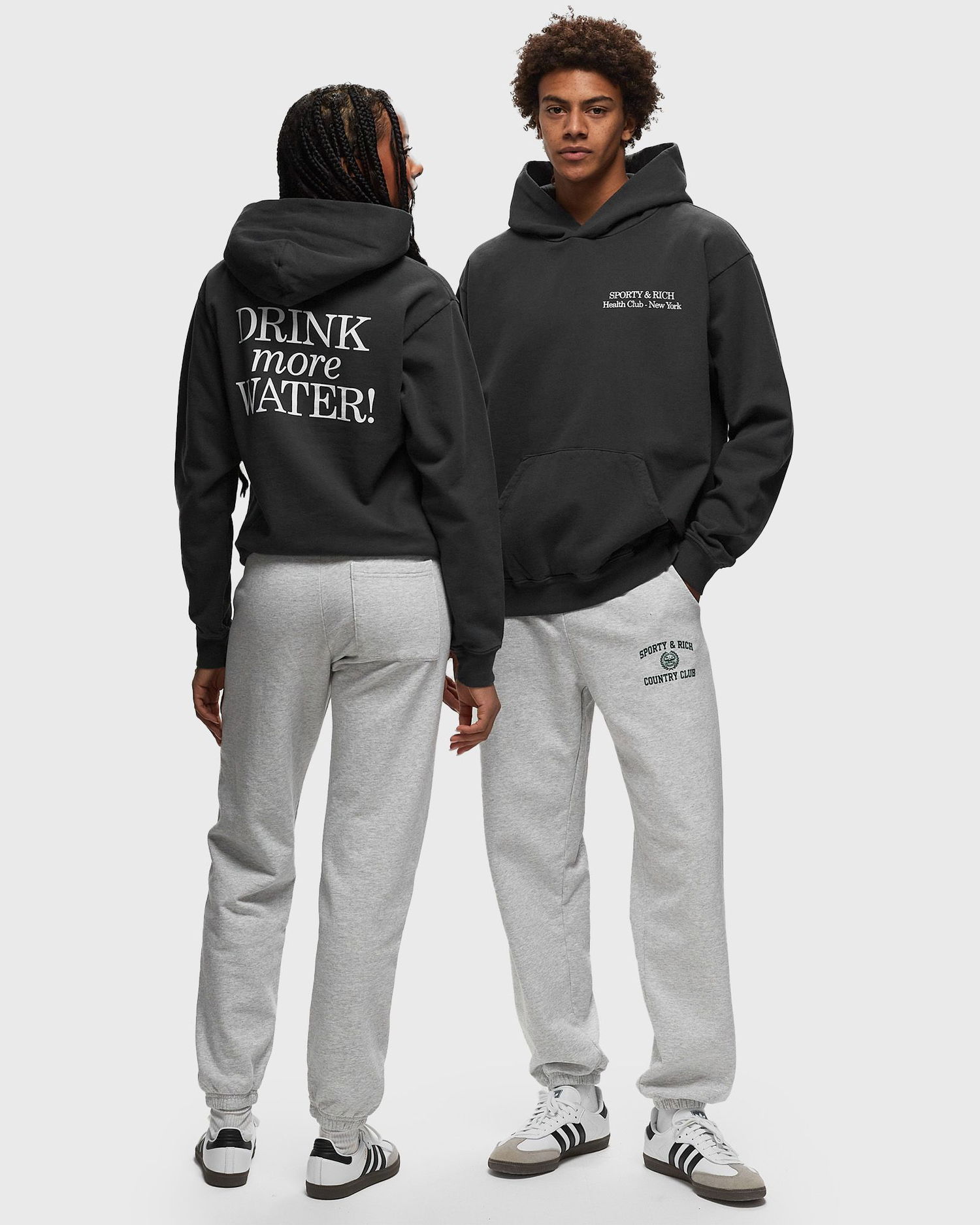 Суитчър Sporty & Rich New 'Drink More Water' Hoodie Сиво | HOAW2315FB, 1