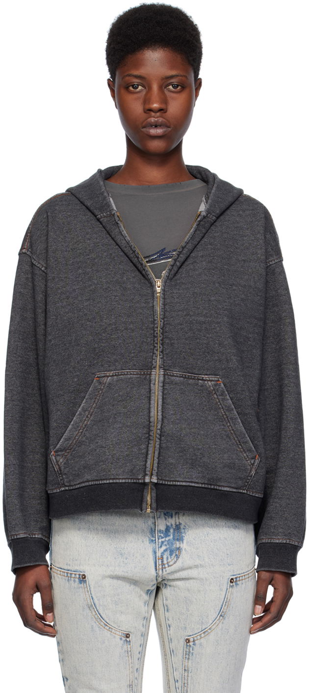 Суитчър We11done Faded Zip-Up Hoodie Черно | WD-TJ0-24-787-U-BK, 0