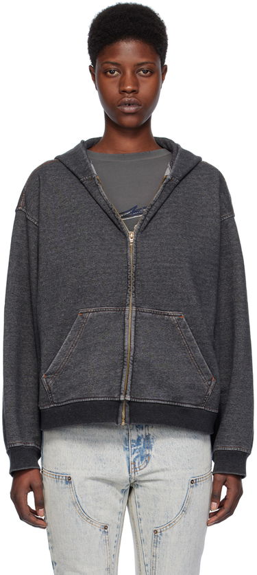 Суитчър We11done Faded Zip-Up Hoodie Черно | WD-TJ0-24-787-U-BK, 0