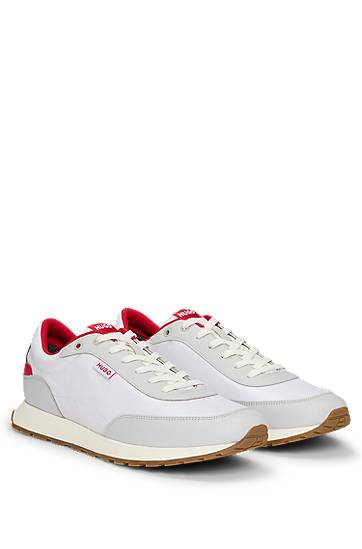 Облекло BOSS HUGO Mixed-Material Logo Flag Trainers Бяло | 50542721, 0