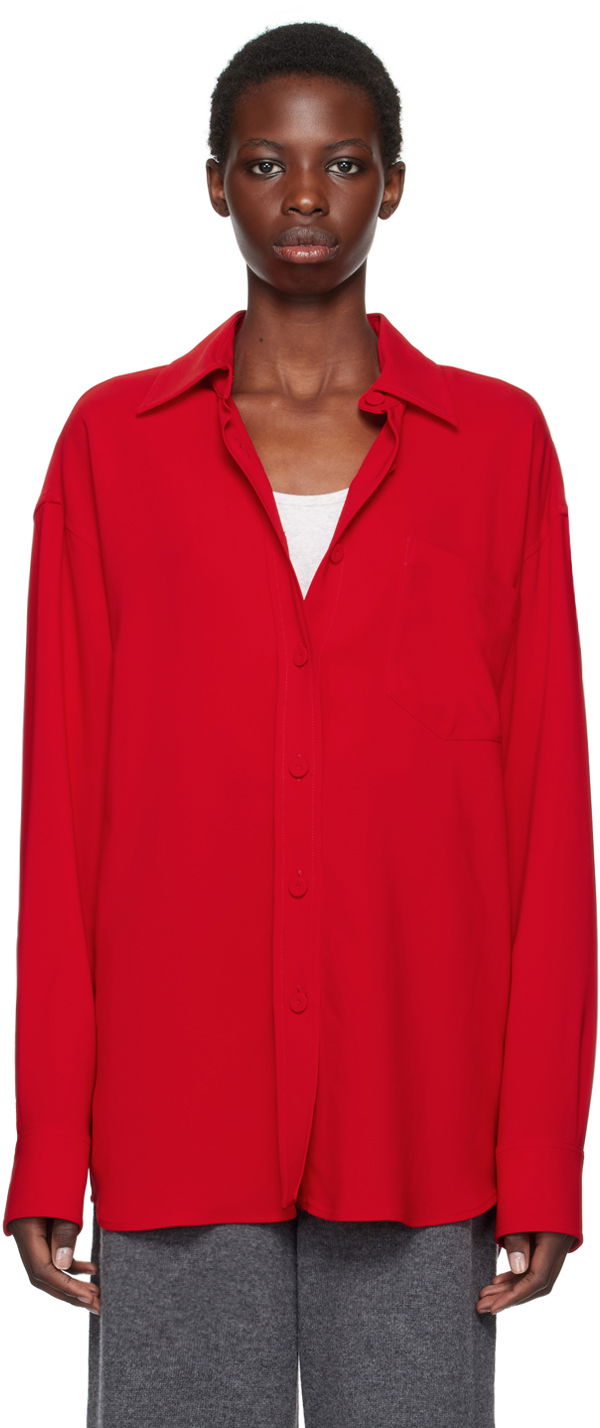 Риза Stella McCartney Stella McCartney Iconic Oversized Shirt Червено | 6200443DU300, 0