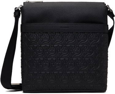 Чанта през рамо FERRAGAMO Ferragamo Embossed Gancini Crossbody Bag Черно | 769480, 0