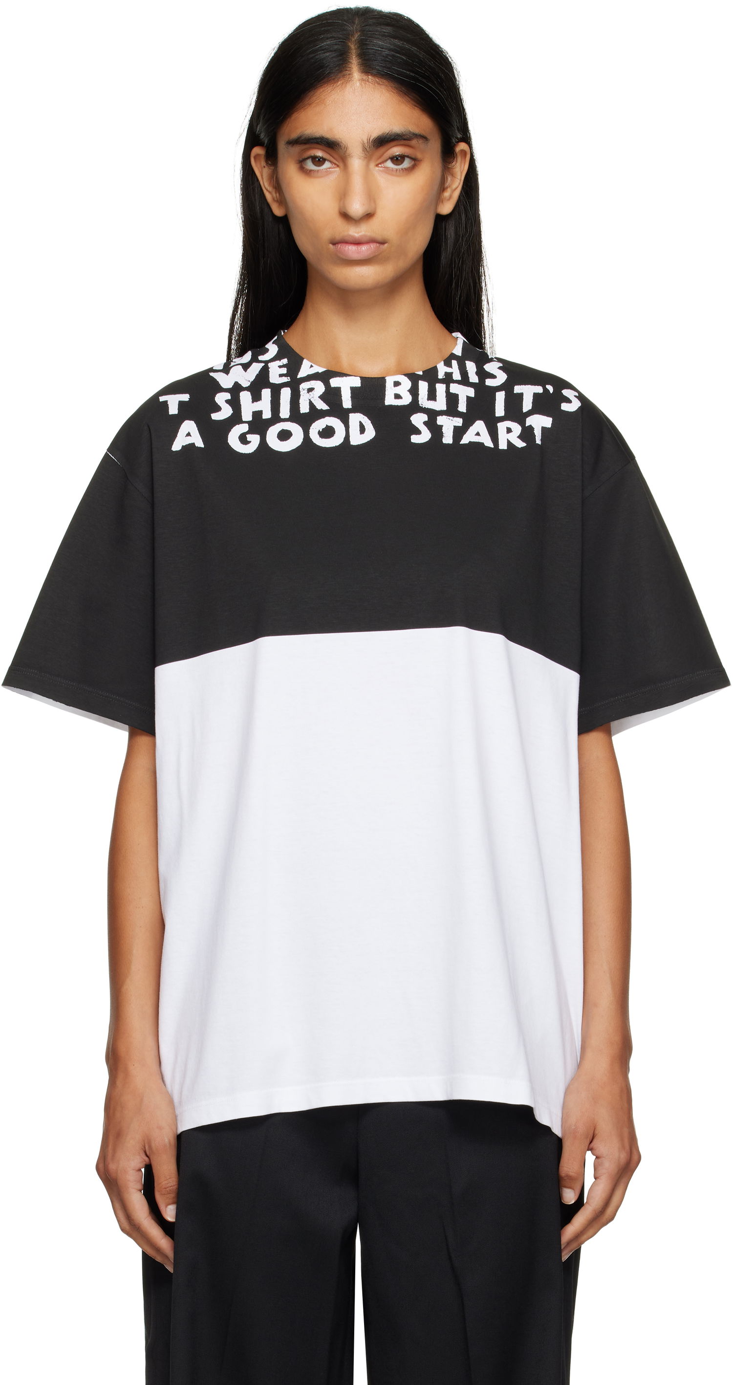 Тениска Maison Margiela MM6 Maison Margiela Two-Tone T-Shirt Черно | SH2GC0033 M20048, 0