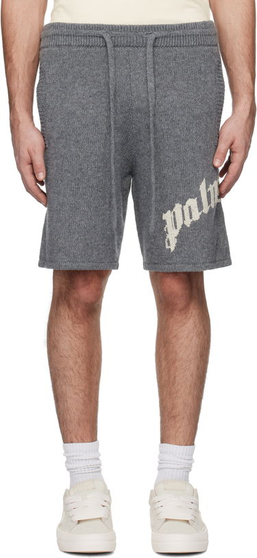 Къси панталони Palm Angels Knit Logo Shorts Сиво | PMHM011S25KNI0010803, 0